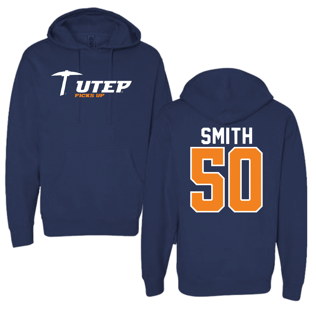 University of Texas at El Paso Football Navy General Hoodie - #50 Brennan Smith