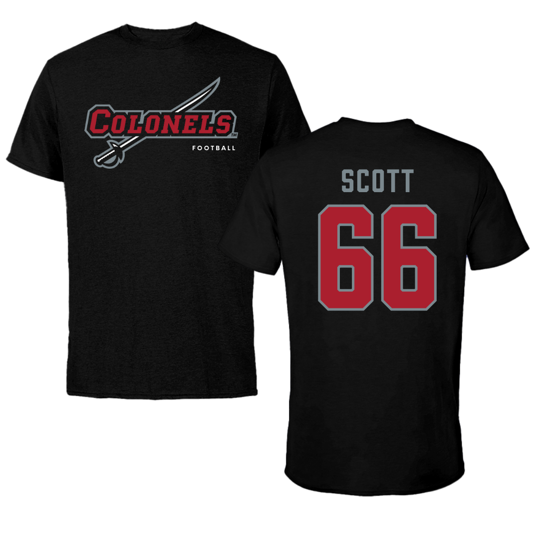 Nicholls State University Football Black Performance Tee - #66 Sameij Scott