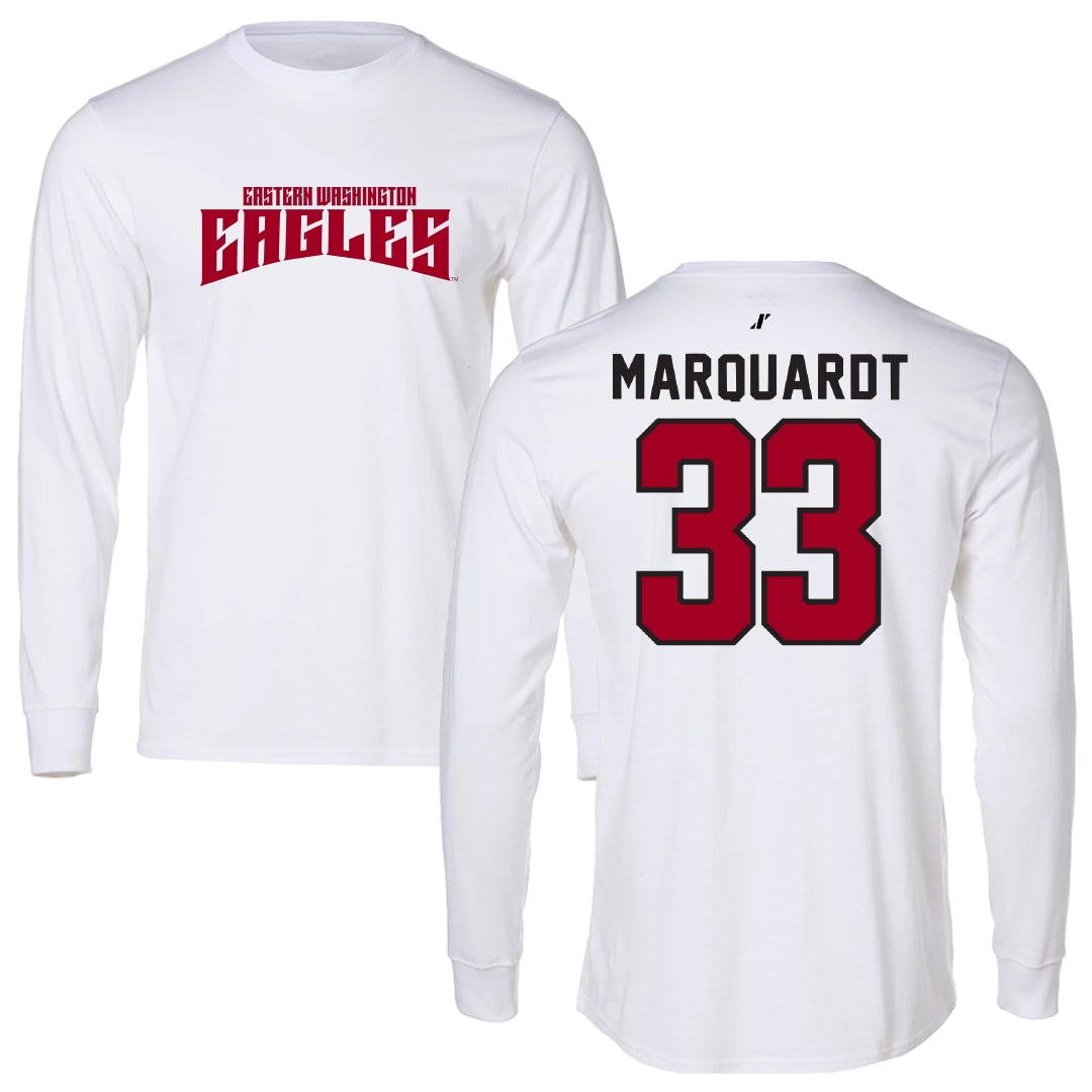 Eastern Washington University Basketball White Classic Performance Long Sleeve - #33 Emmett Marquardt
