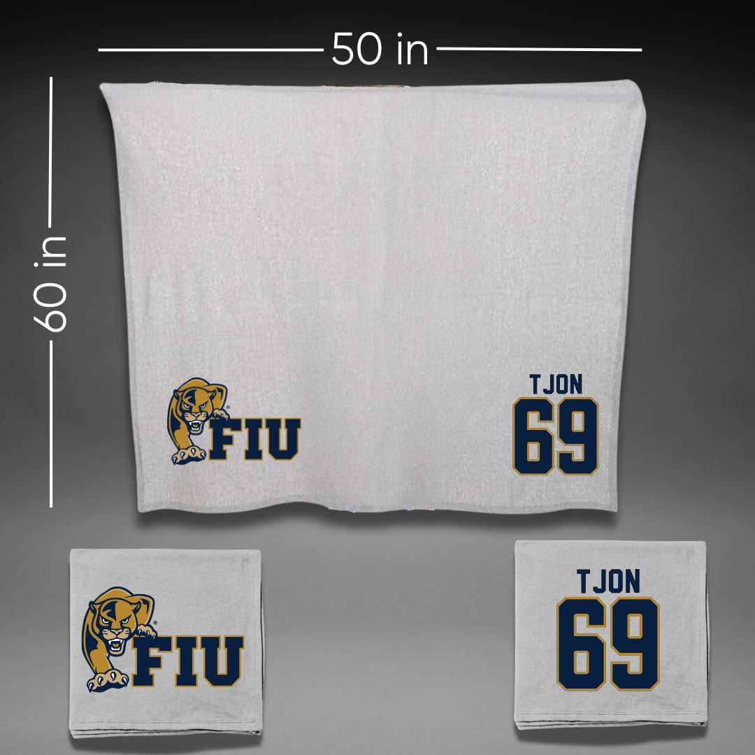 Florida International University Football Gray Blanket - #69 Ming Tjon