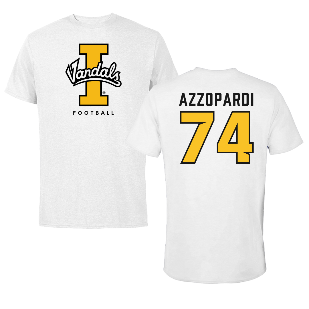 University of Idaho Football White Vandals Performance Tee - #74 Nate Azzopardi