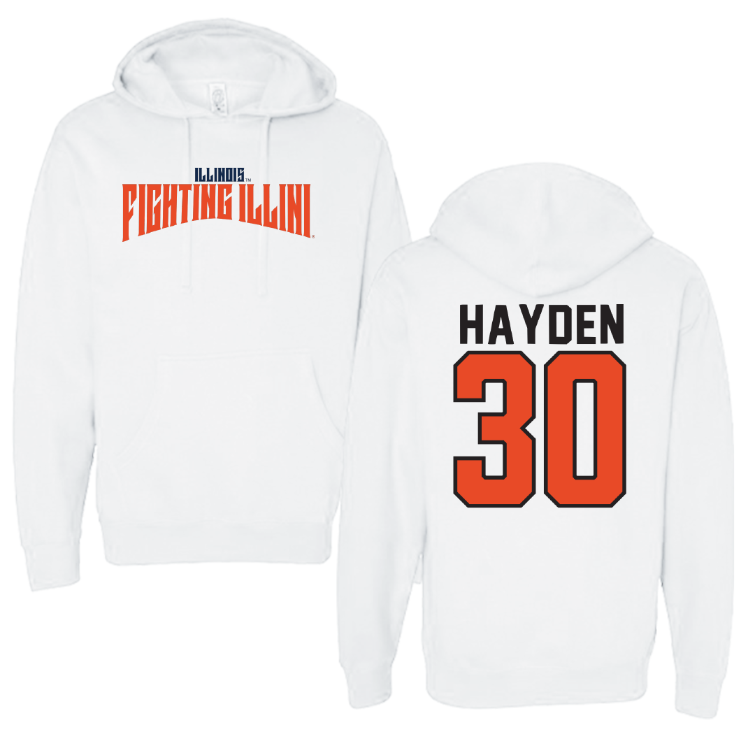 University of Illinois Football White Classic Hoodie - #30 Jojo Hayden