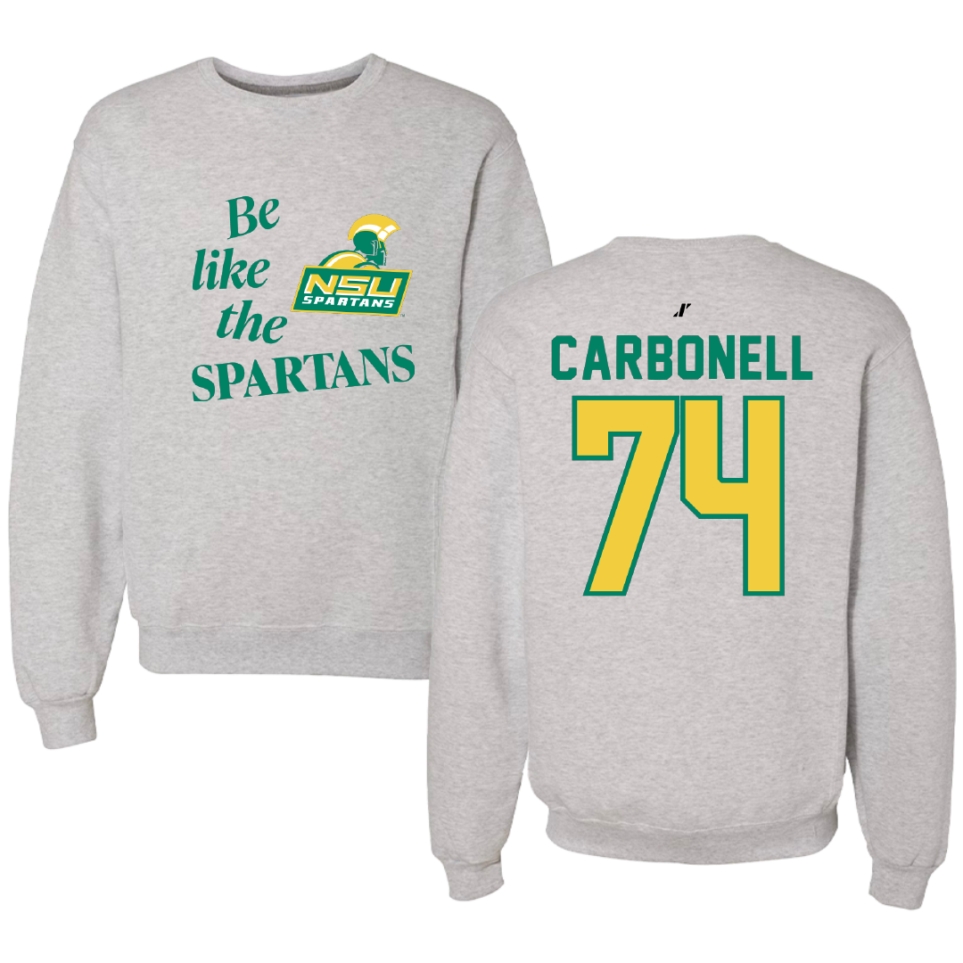 Norfolk State University Football Light Gray Be Like Us Crewneck - #65 Juwuan Carbonell