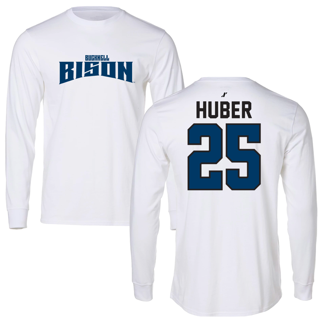 Bucknell University Lacrosse White Classic Performance Long Sleeve - #25 Hans Huber