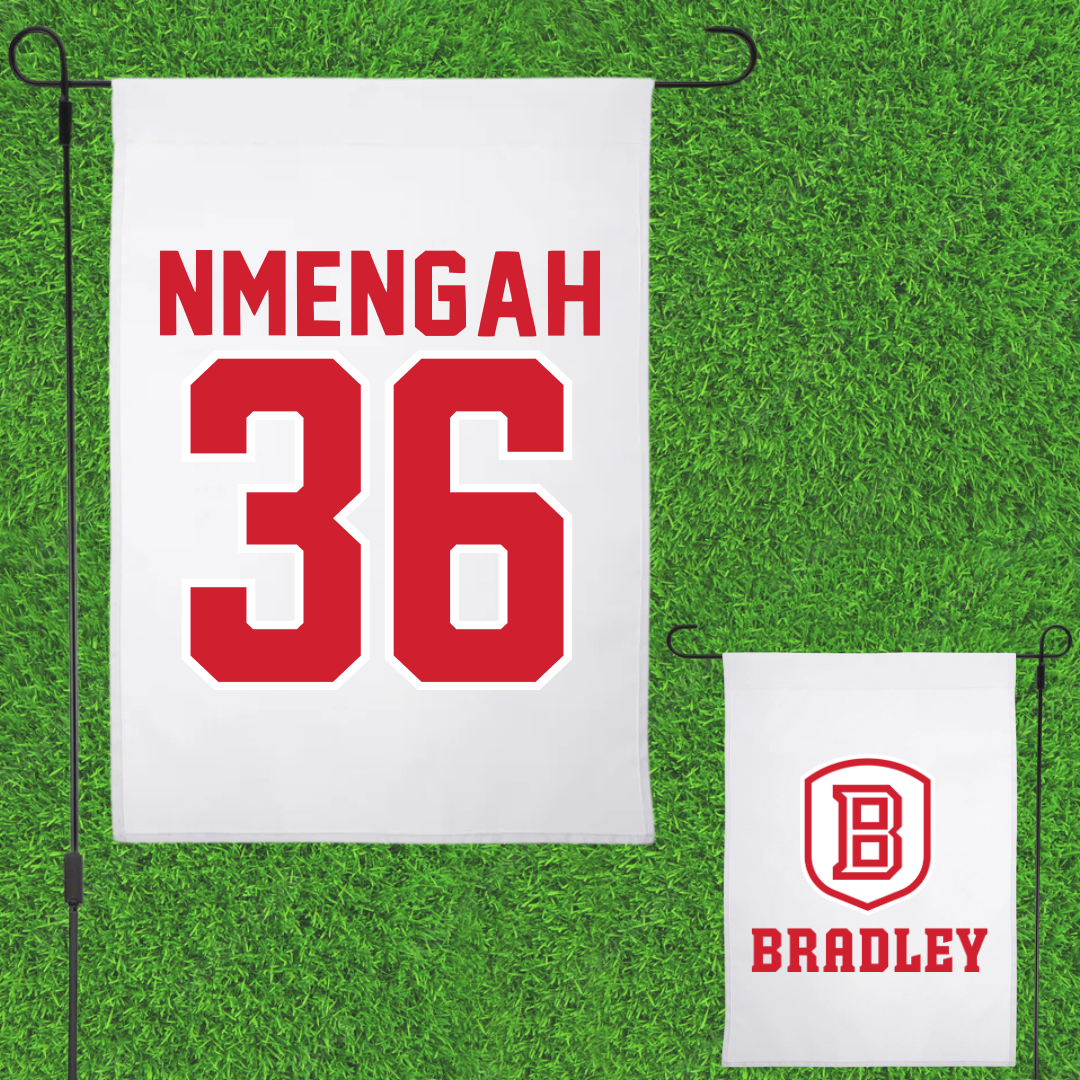 Bradley University Soccer White Garden Flag - #36 Franc Nmengah
