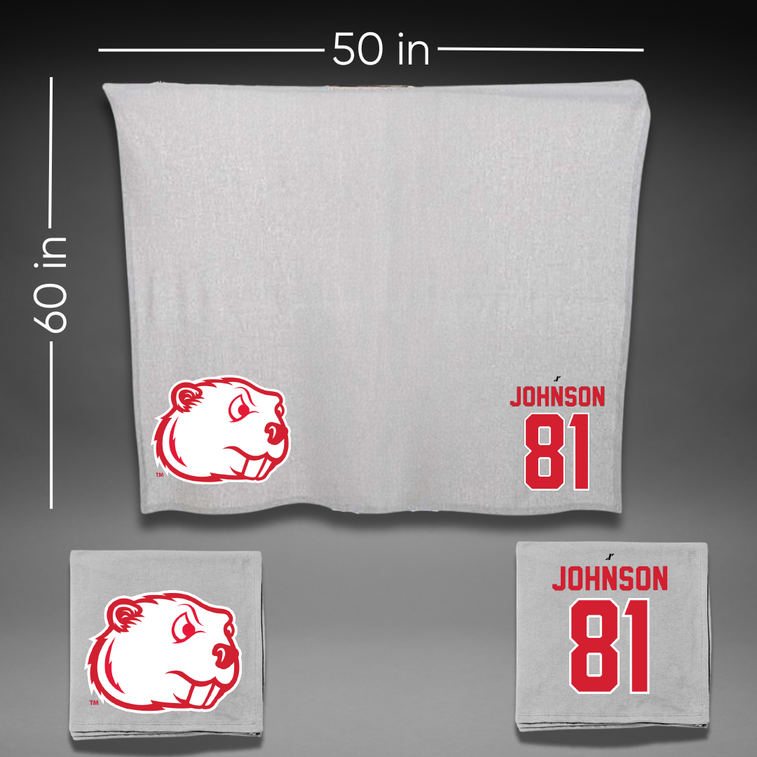 Minot State University Football Gray Blanket - #81 Tyler Johnson