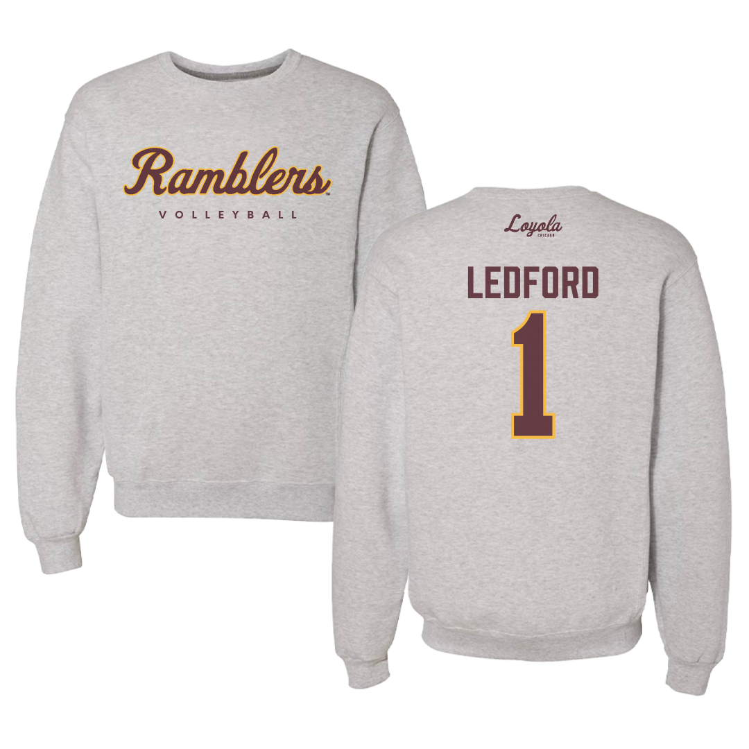 Loyola University-Chicago Volleyball Gray Crewneck - #1 Charlie Ledford