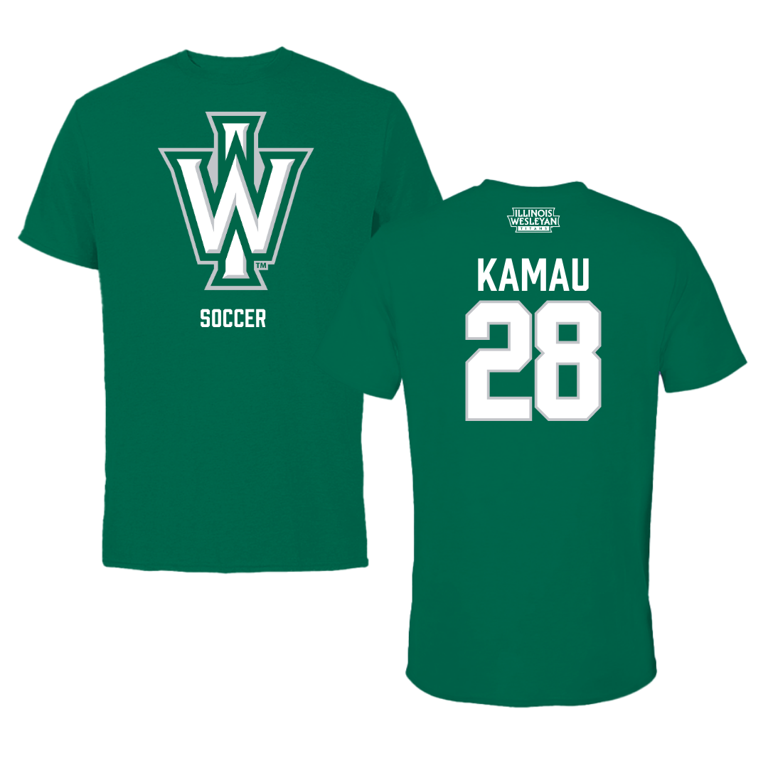 Illinois Wesleyan University Soccer Green Performance Tee - #28 Kalabi Kamau