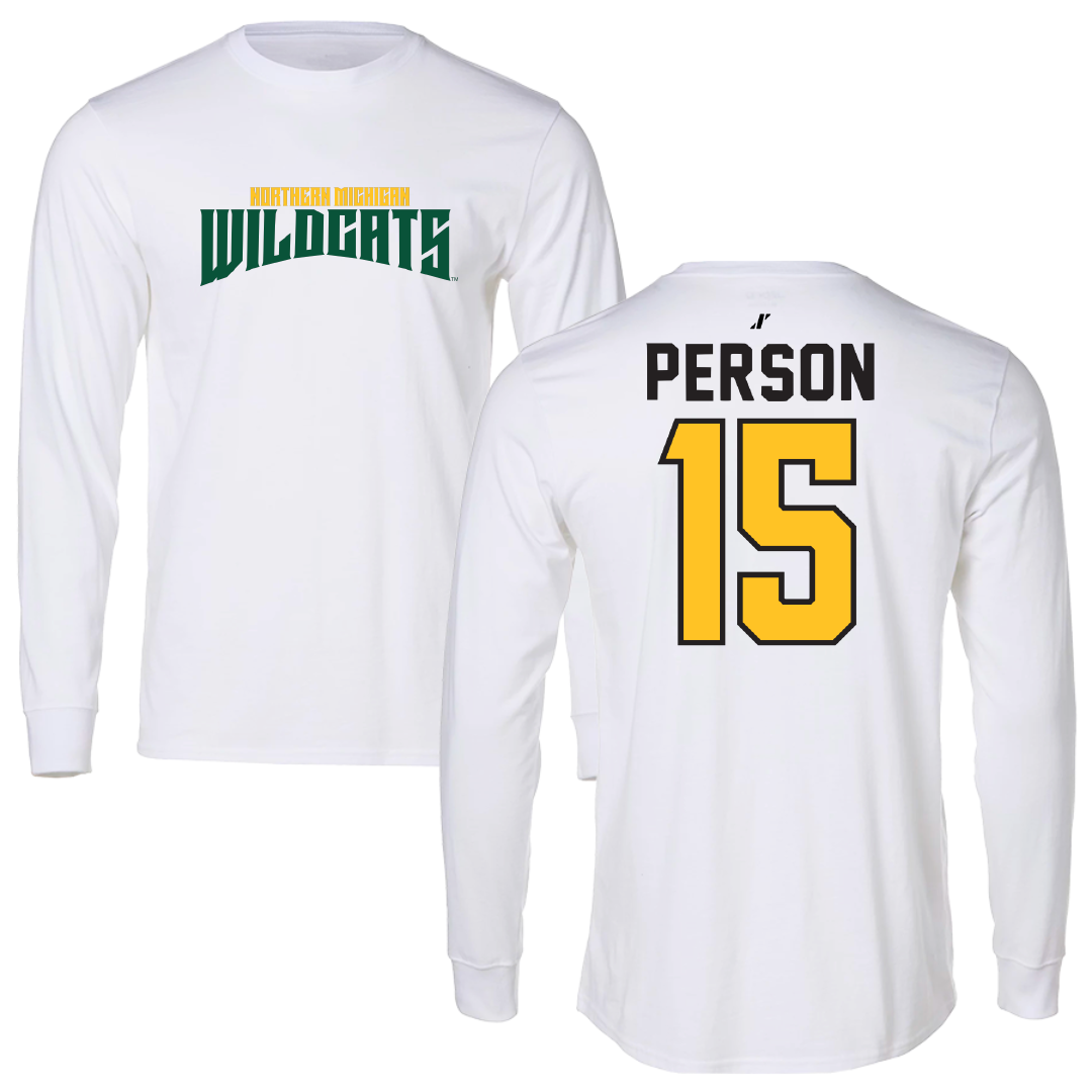 Northern Michigan University Football White Classic Performance Long Sleeve - #15 Zach Person