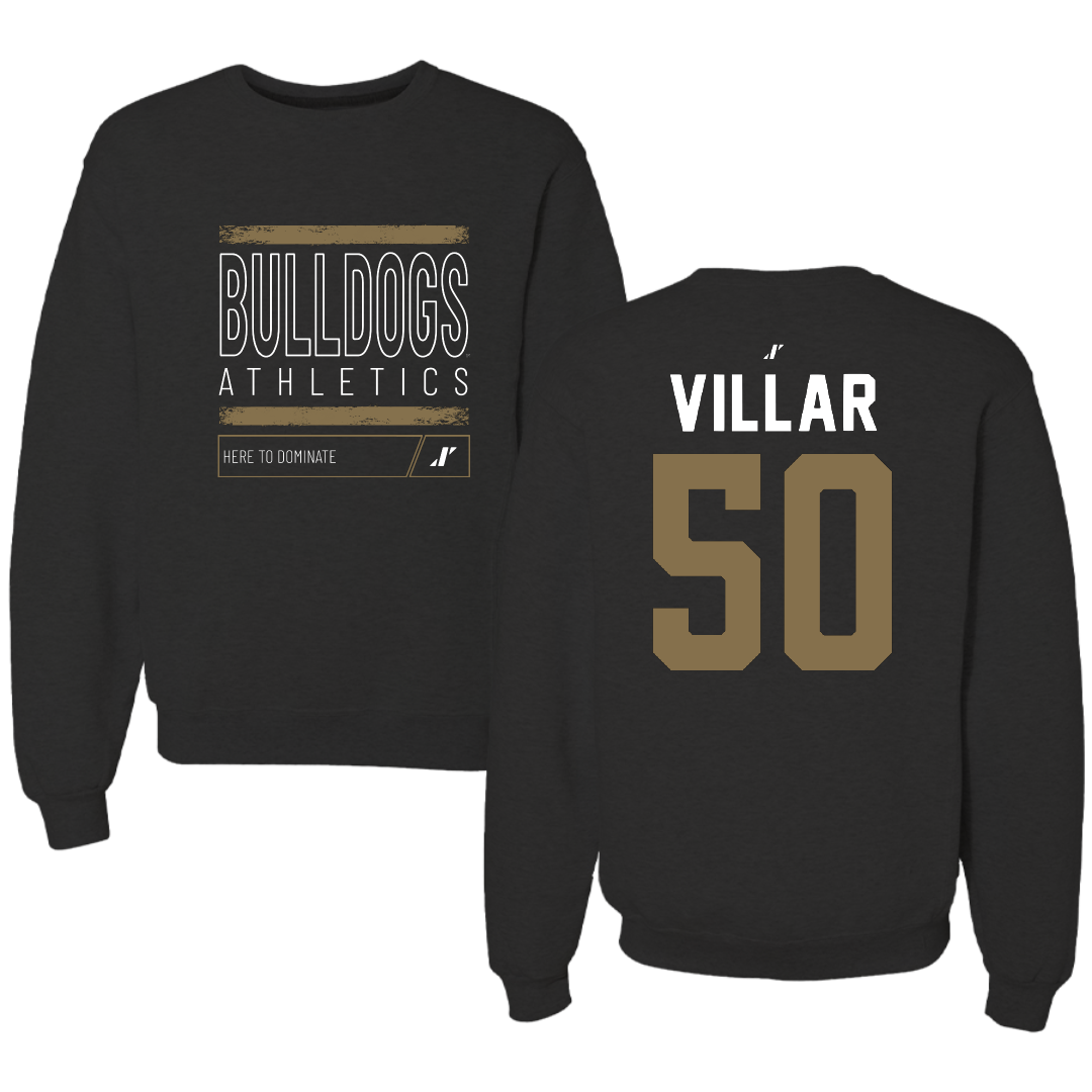 Bryant University Football Black Dominate Crewneck - #50 Maximus Villar