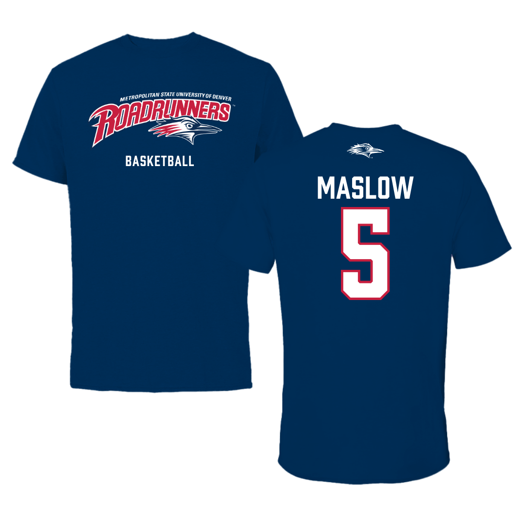 Metropolitan State University of Denver Basketball Navy Tee - #5 Ryan Maslow