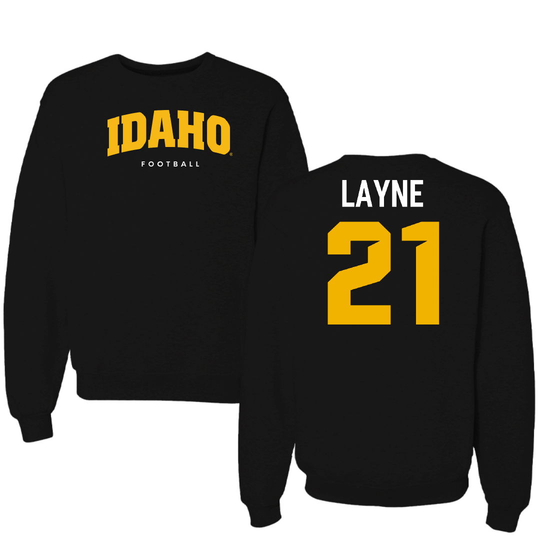 University of Idaho Football Black Idaho Crewneck - #21 Dylan Layne