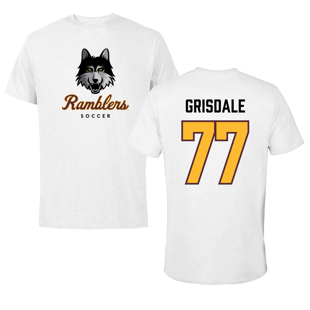 Loyola University-Chicago Soccer White Ramblers Performance Tee - #77 Faith Grisdale