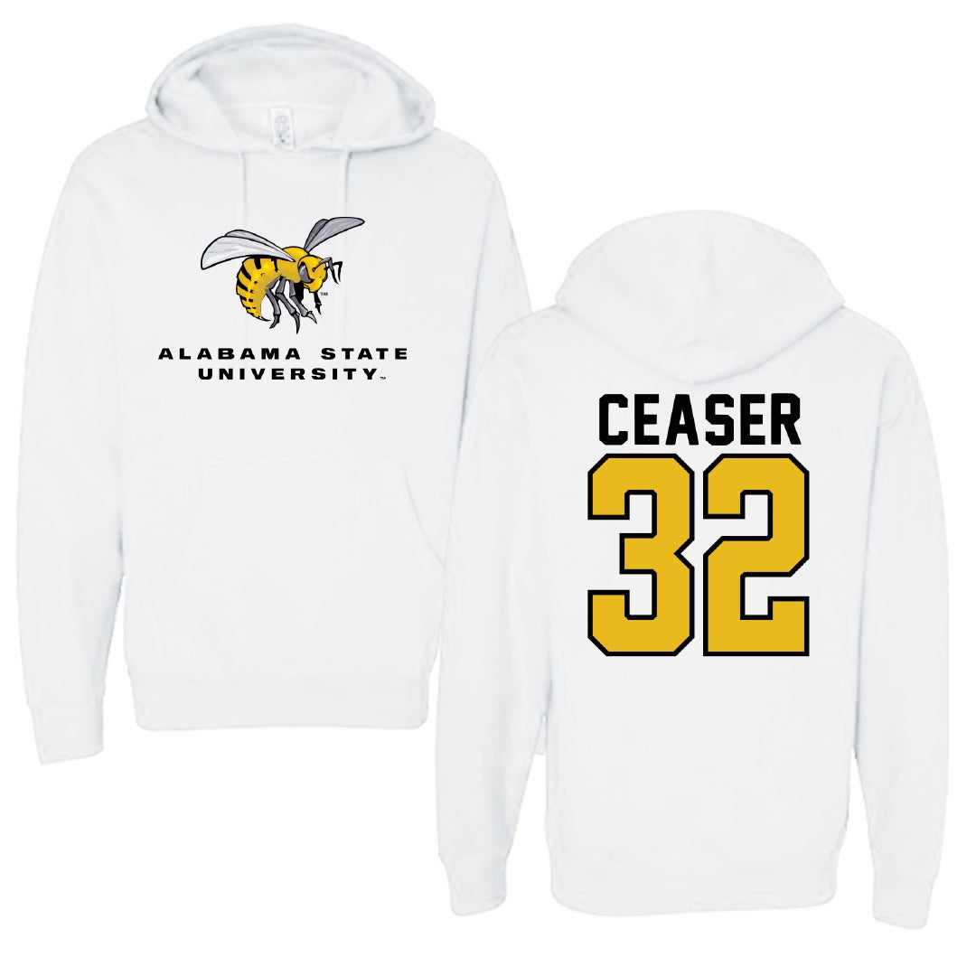 Alabama State University Football White Block Hoodie - #32 Brennen Ceaser