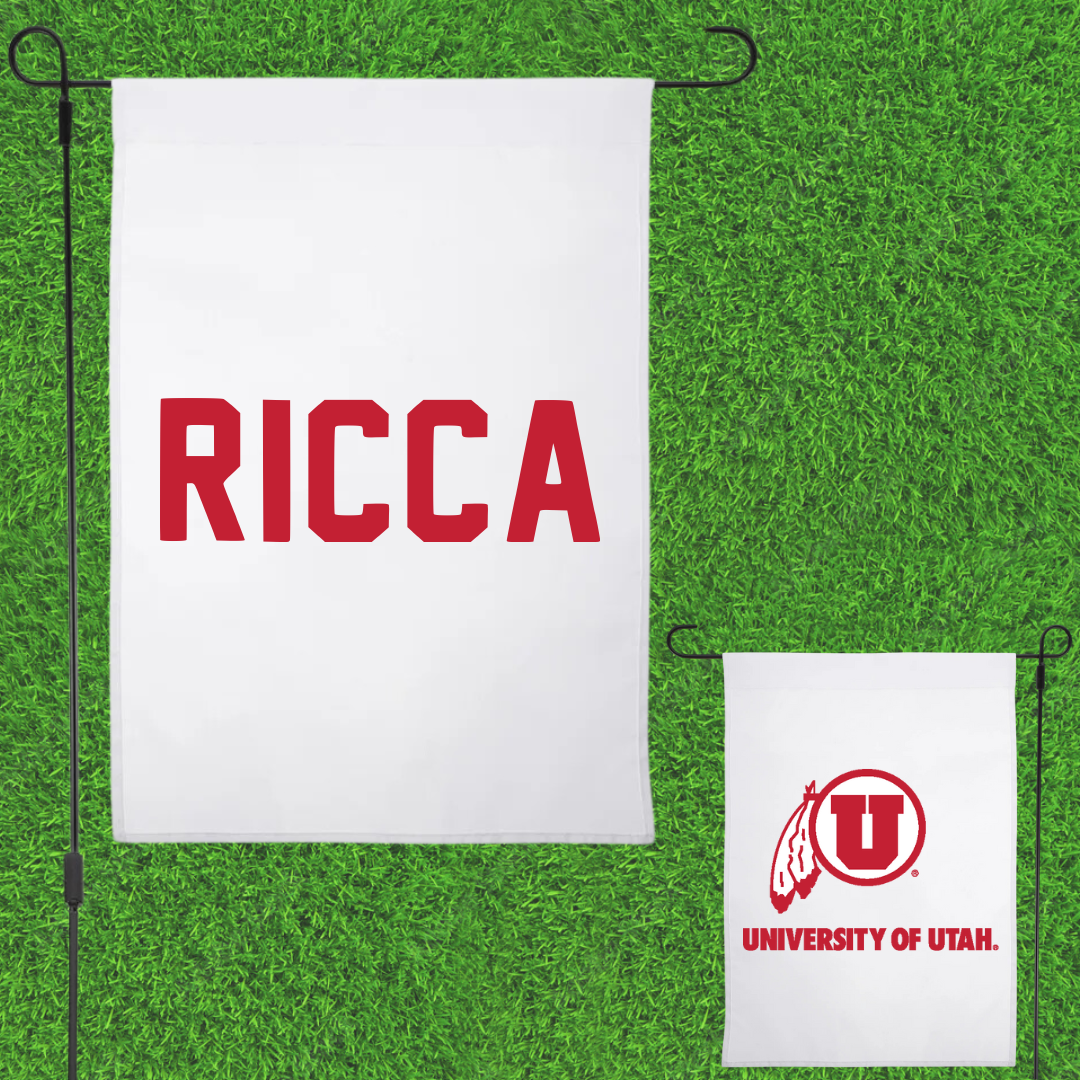 University of Utah Swimming & Diving White Garden Flag - Chance Ricca