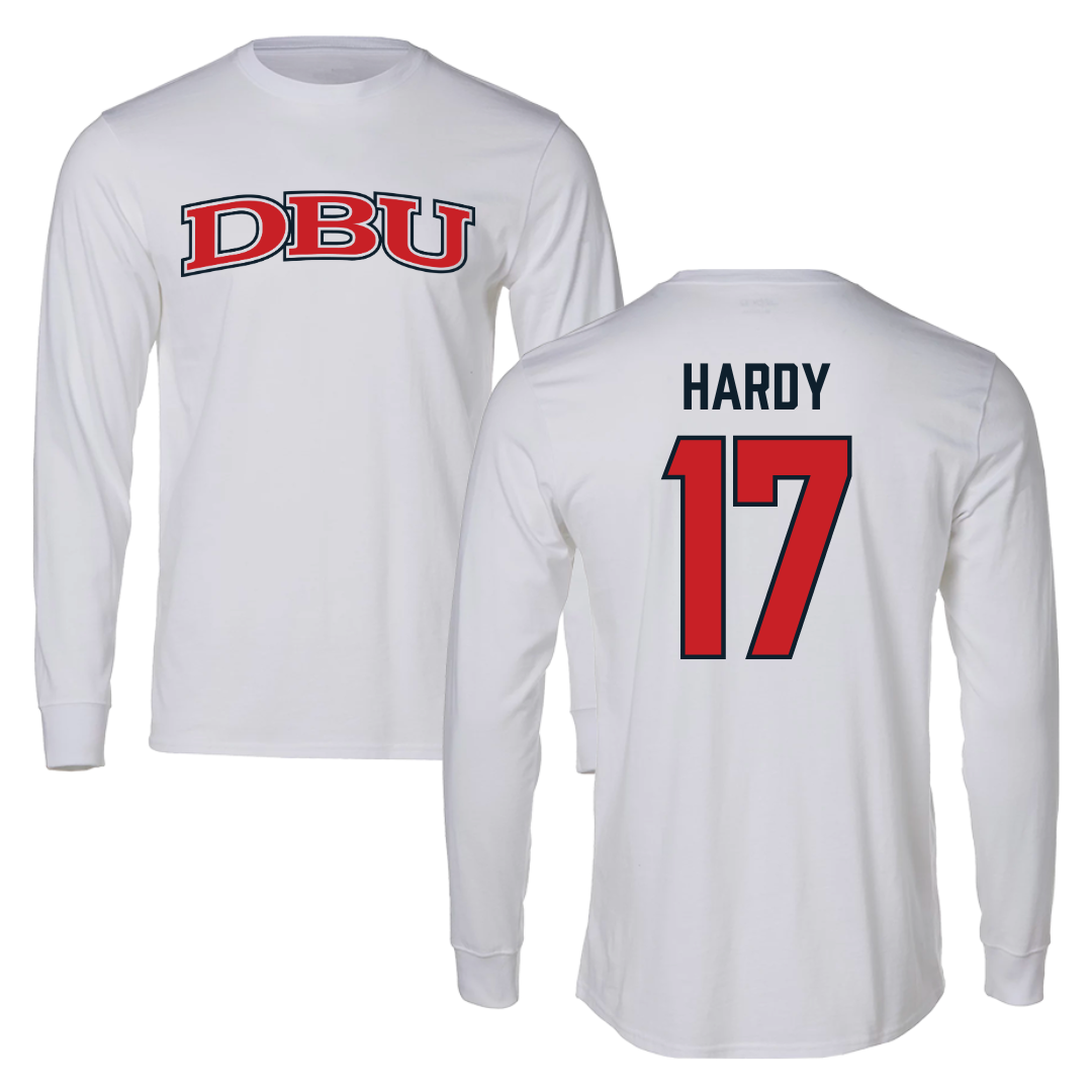Dallas Baptist University Lacrosse White Performance Long Sleeve - #17 Austin Hardy