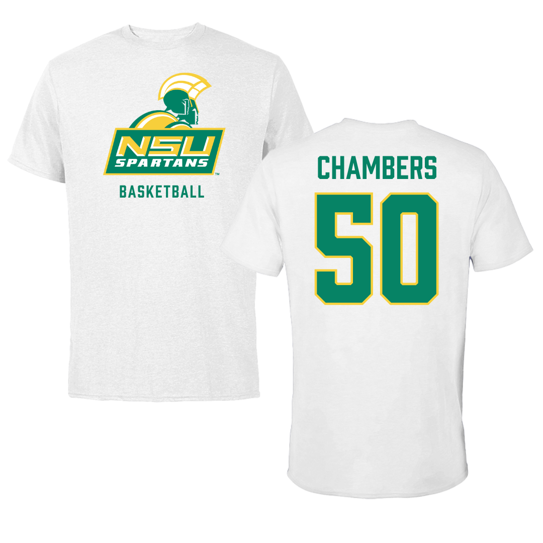 Norfolk State University Basketball White Tee - #50 Nyzaiah Chambers