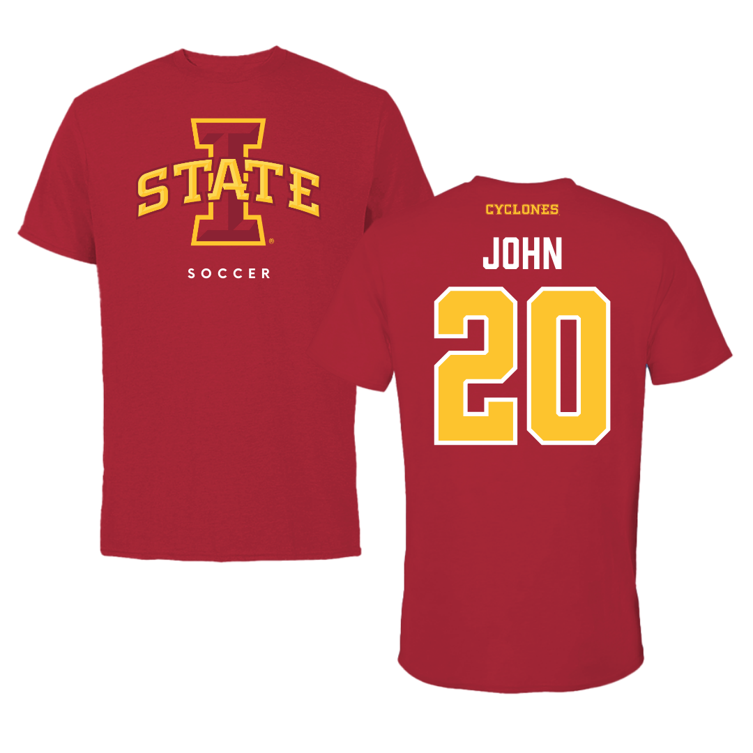 Iowa State University Soccer Cardinal Tee - #20 Regan John