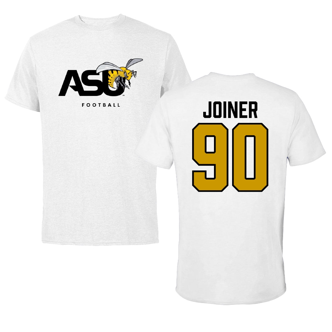 Alabama State University Football White ASU Tee - #90 Michael Joiner