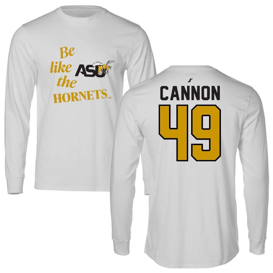 Alabama State University Football Light Gray Be Like Us Performance Long Sleeve - #49 Baylor Cannon