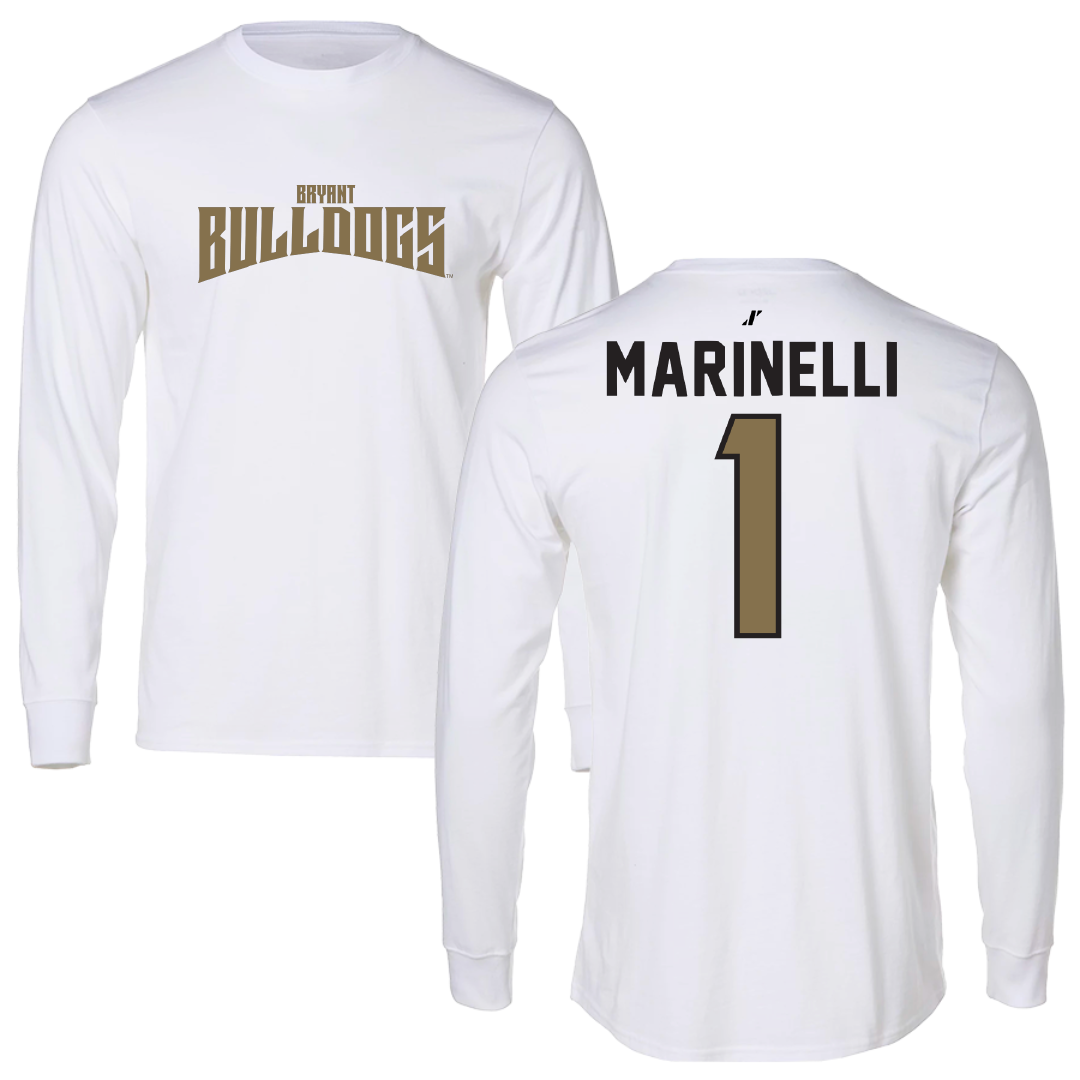 Bryant University Soccer White Classic Performance Long Sleeve - #1 Luca Marinelli