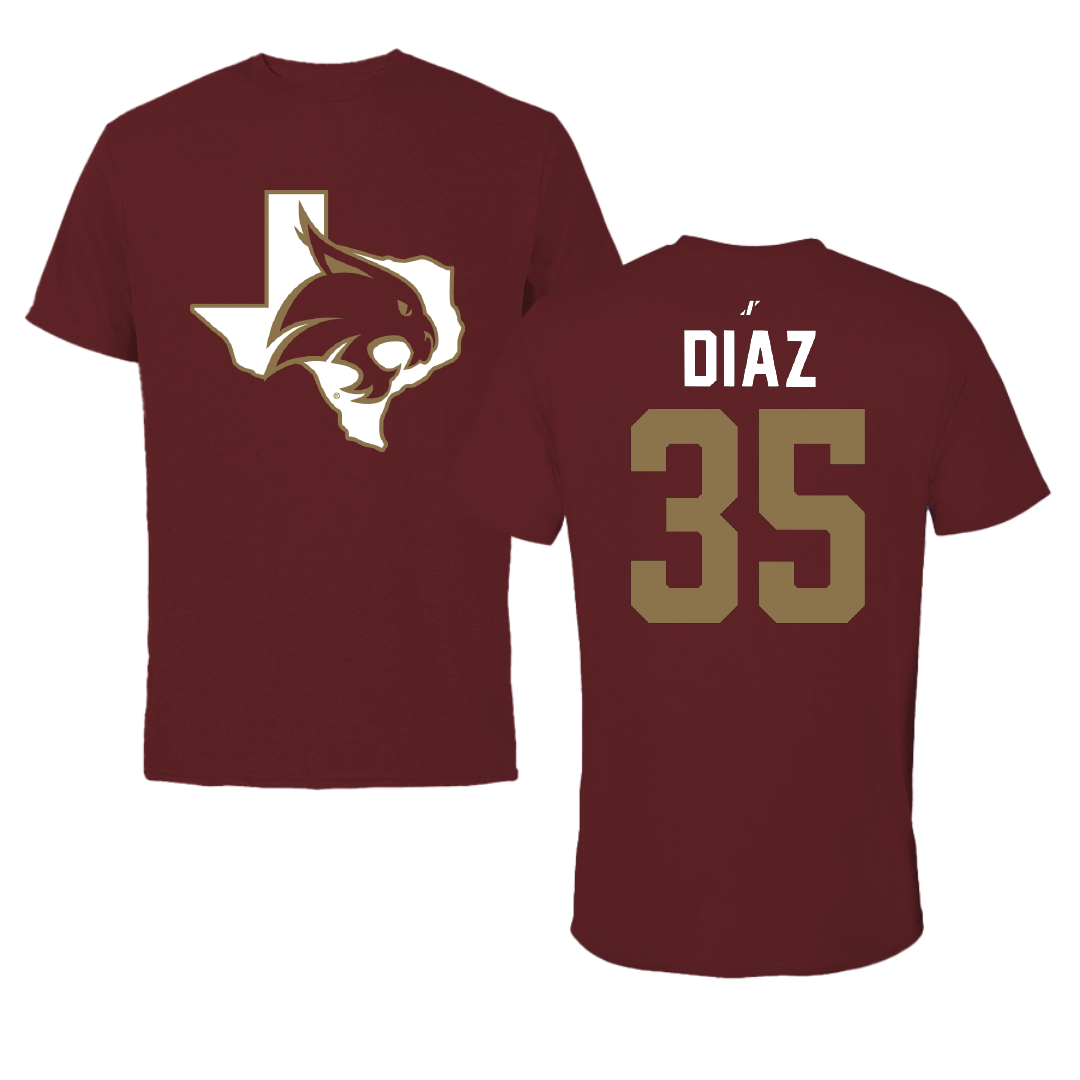 Texas State University Baseball Maroon State Tee - #35 Colby Diaz