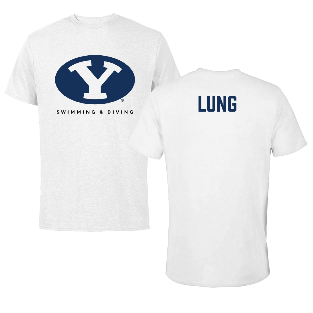 Brigham Young University Swimming & Diving White Performance Tee - Mackenzie Lung