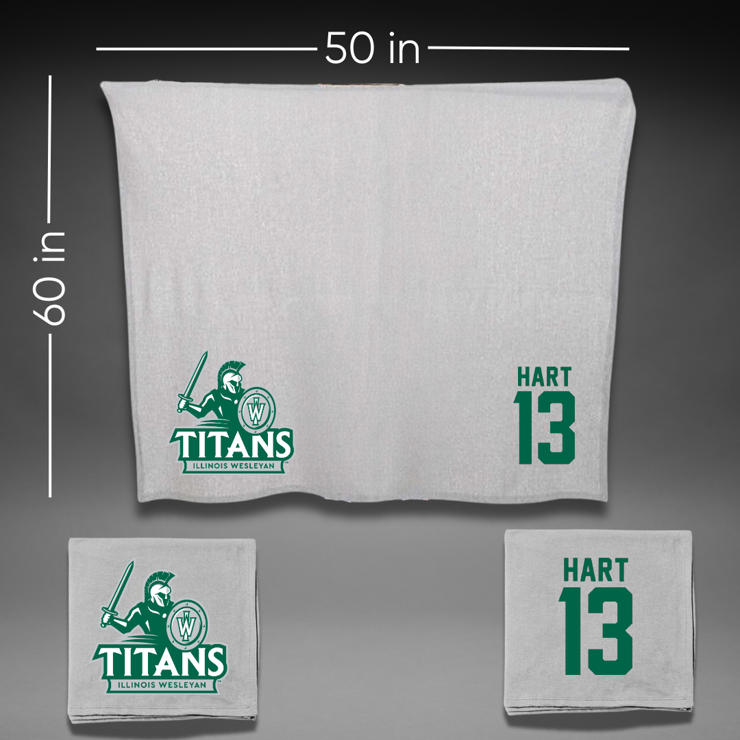 Illinois Wesleyan University Football Gray Blanket - #13 Shyne Hart
