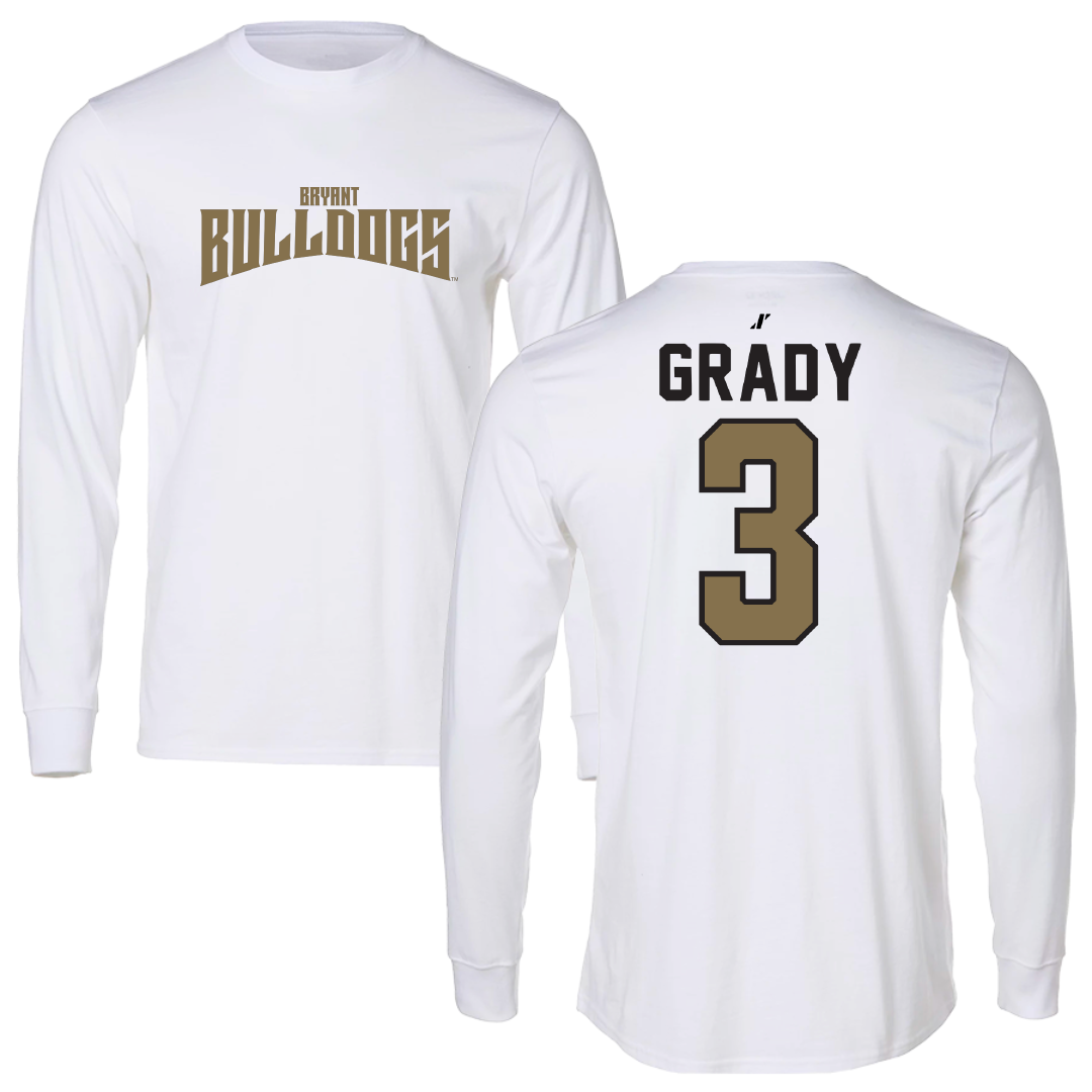 Bryant University Baseball White Classic Performance Long Sleeve - #3 Shea Grady