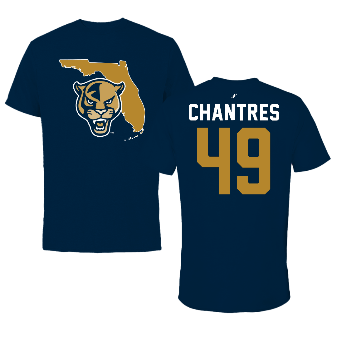 Florida International University Baseball Navy State Tee - #49 Lucas Chantres