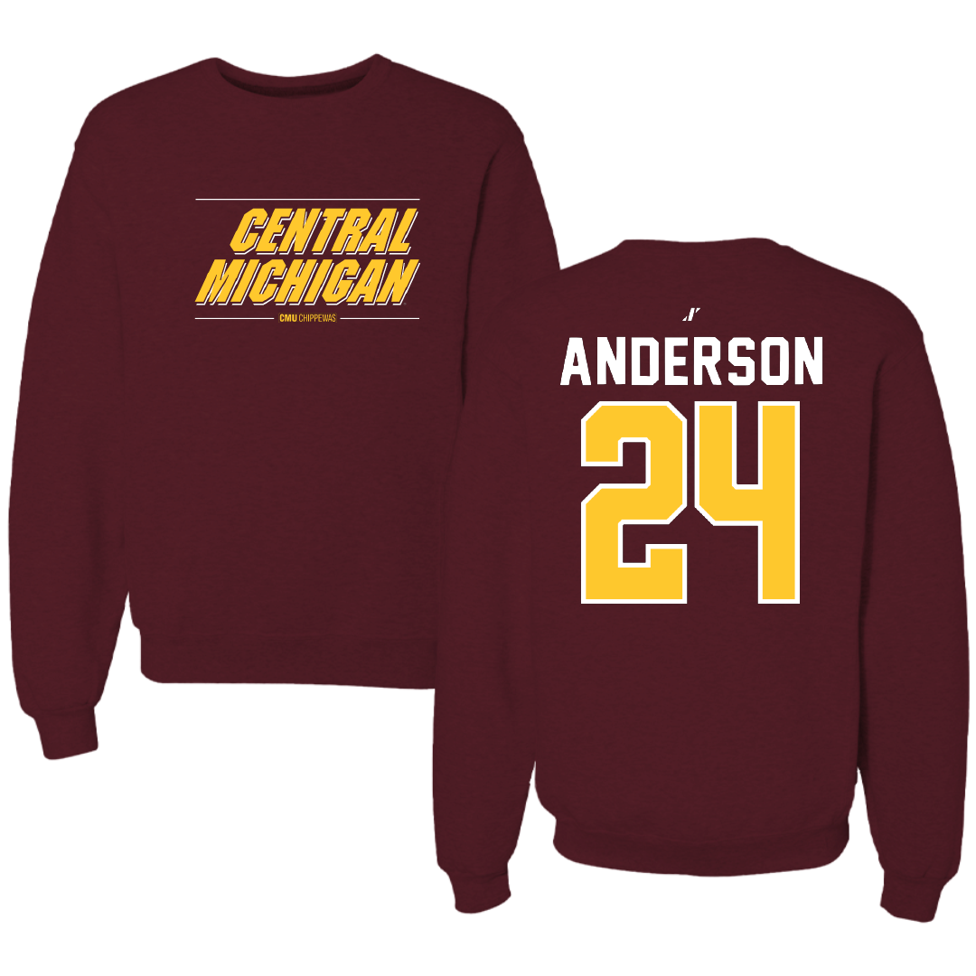 Central Michigan University Basketball Maroon General Crewneck - #24 Taylor Anderson
