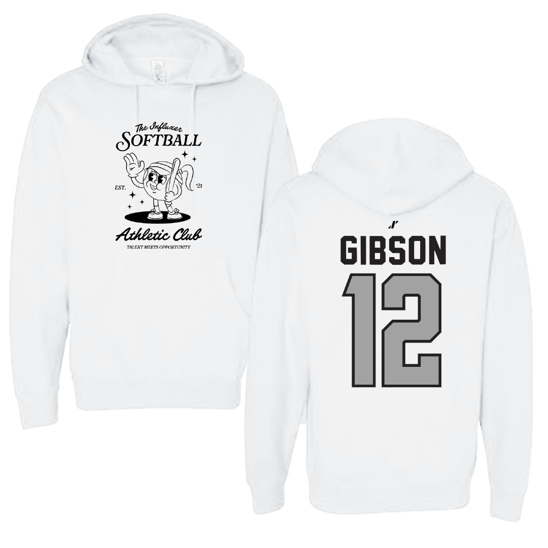 Softball White Influxer Athletic Club Hoodie - #12 Kaitlyn Gibson