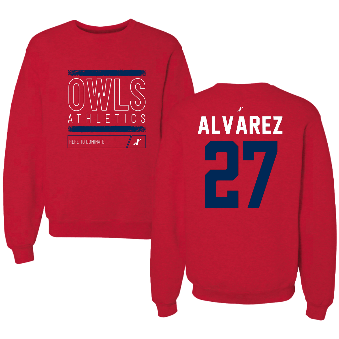 Florida Atlantic University Baseball Red Dominate Crewneck - #27 David Alvarez
