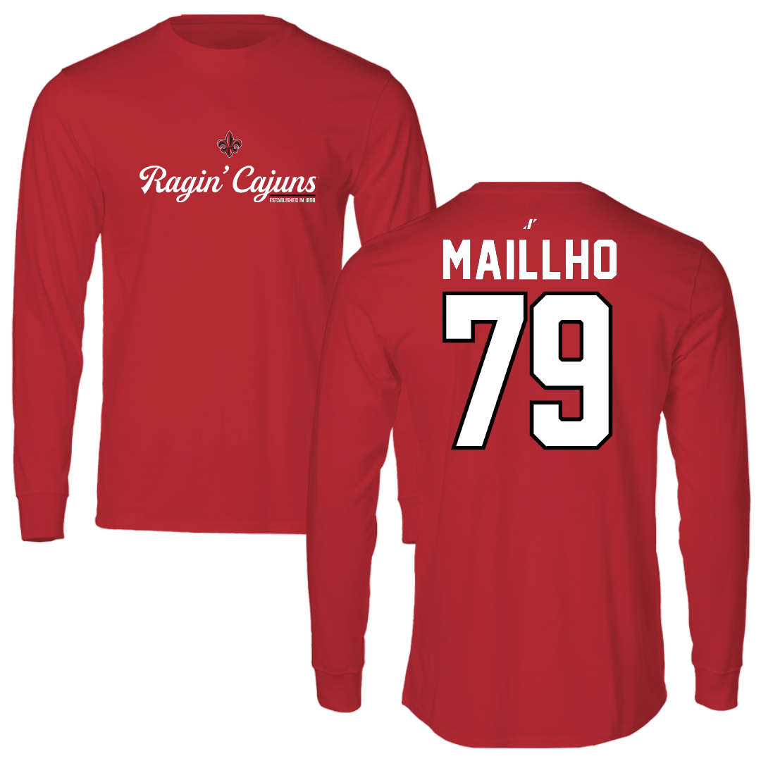 University of Louisiana at Lafayette Football Red General Performance Long Sleeve - #79 Andre Maillho