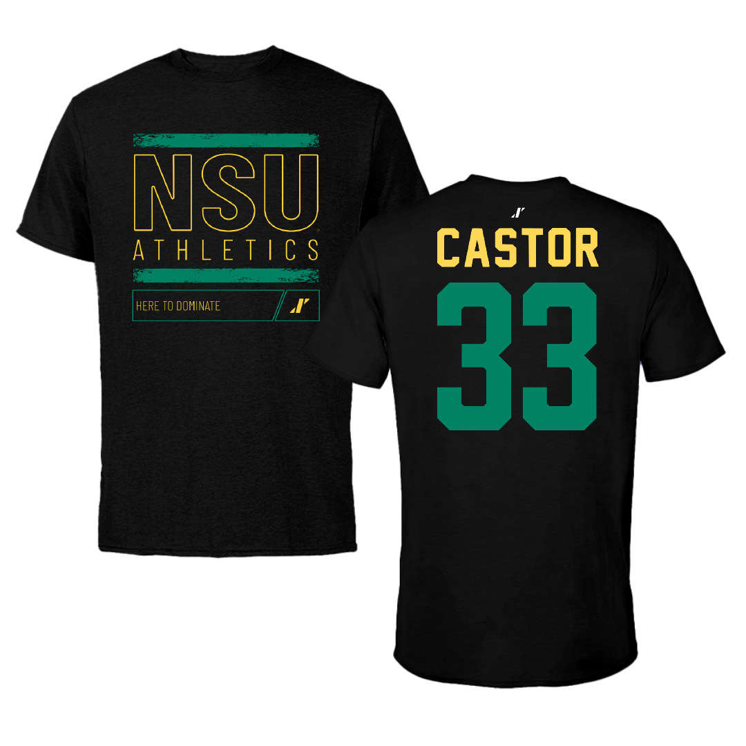 Norfolk State University Football Black Dominate Tee - #33 Darren Castor