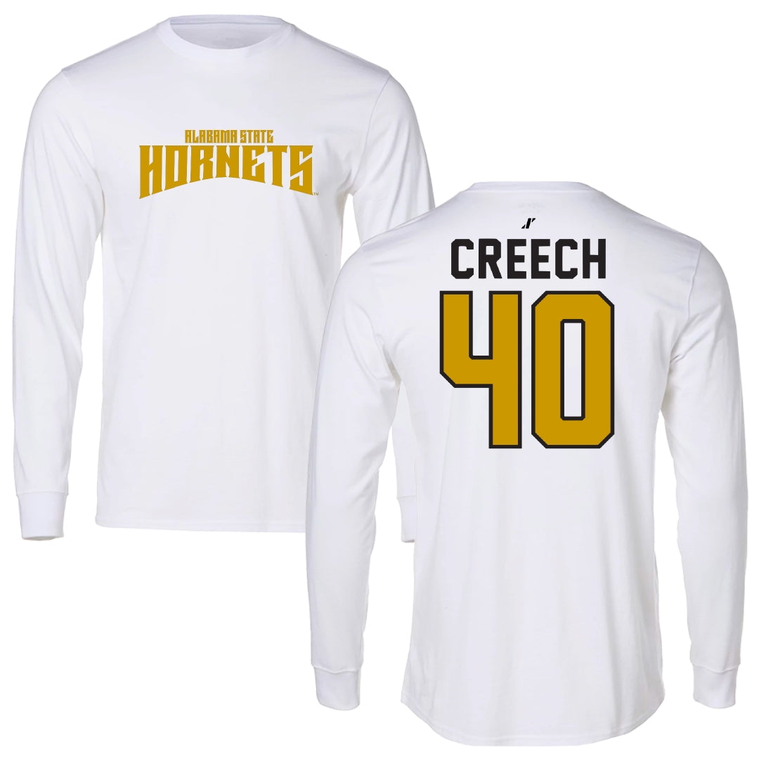 Alabama State University Football White Classic Long Sleeve - #40 Dylan Creech