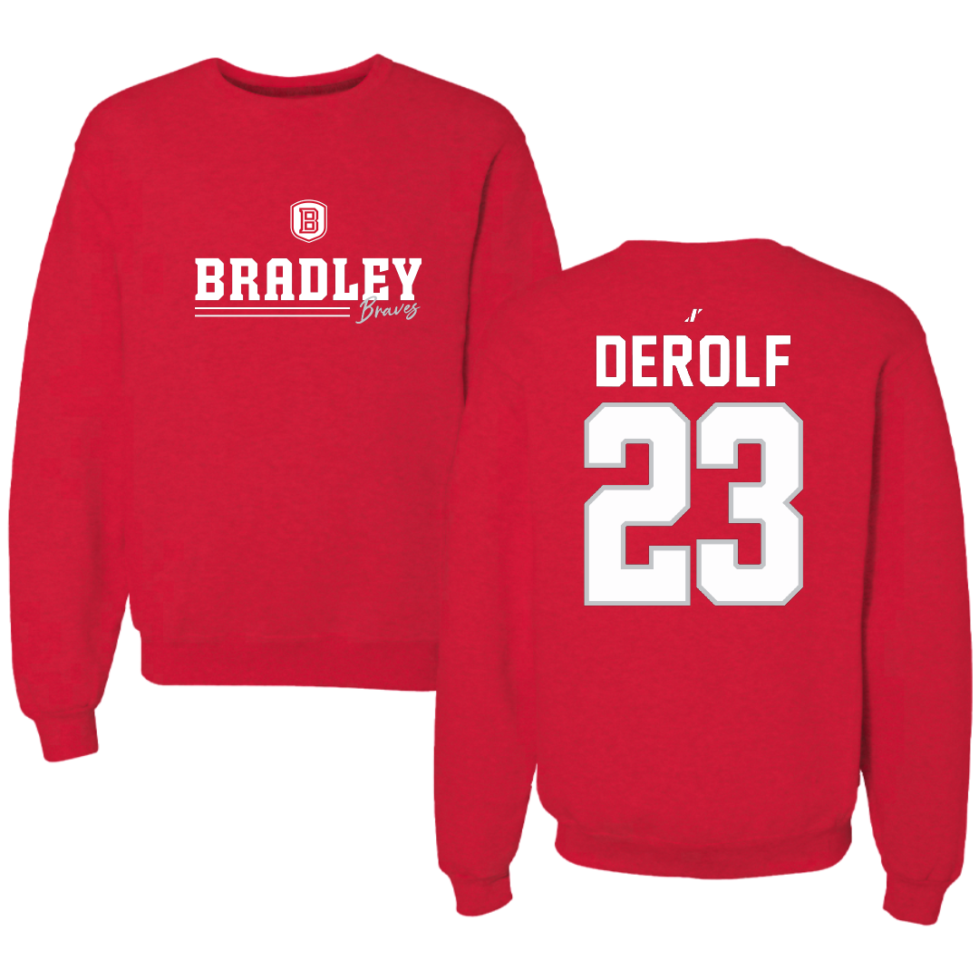 Bradley University Softball Red General Crewneck - #23 Lauren DeRolf