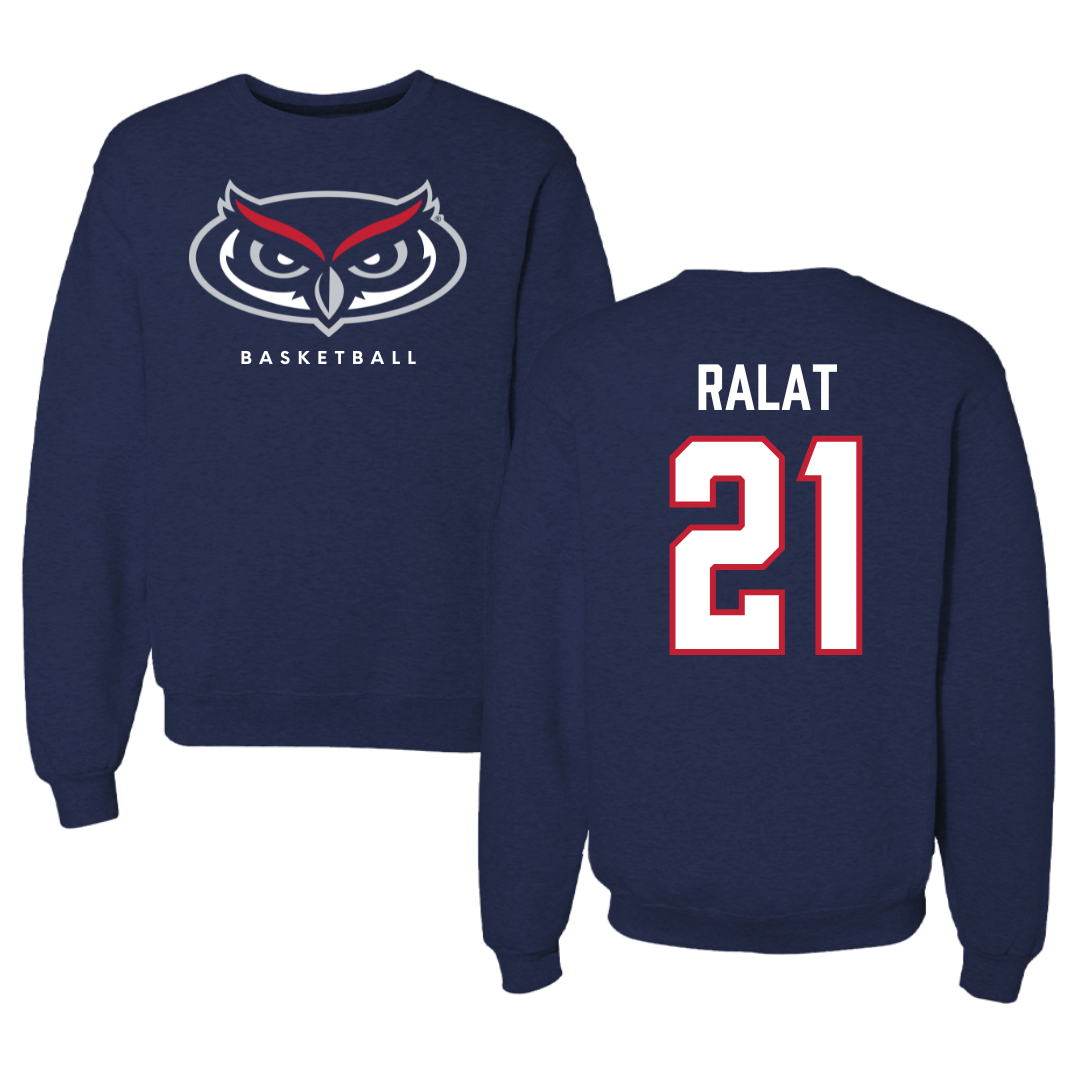 Florida Atlantic University Basketball Navy Mascot Crewneck - #21 Alejandro Ralat