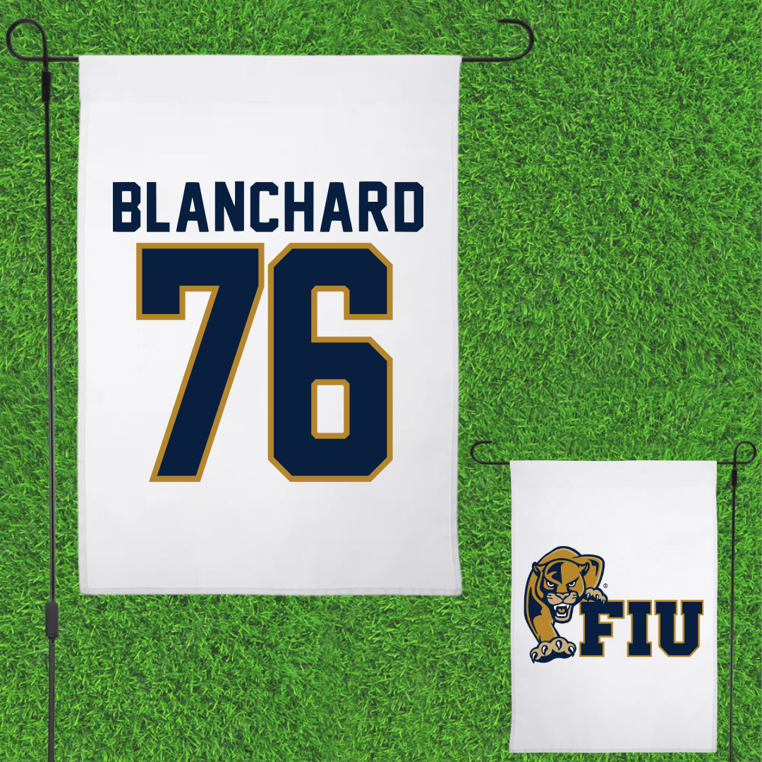 Florida International University Football White Garden Flag - #76 Bo Blanchard