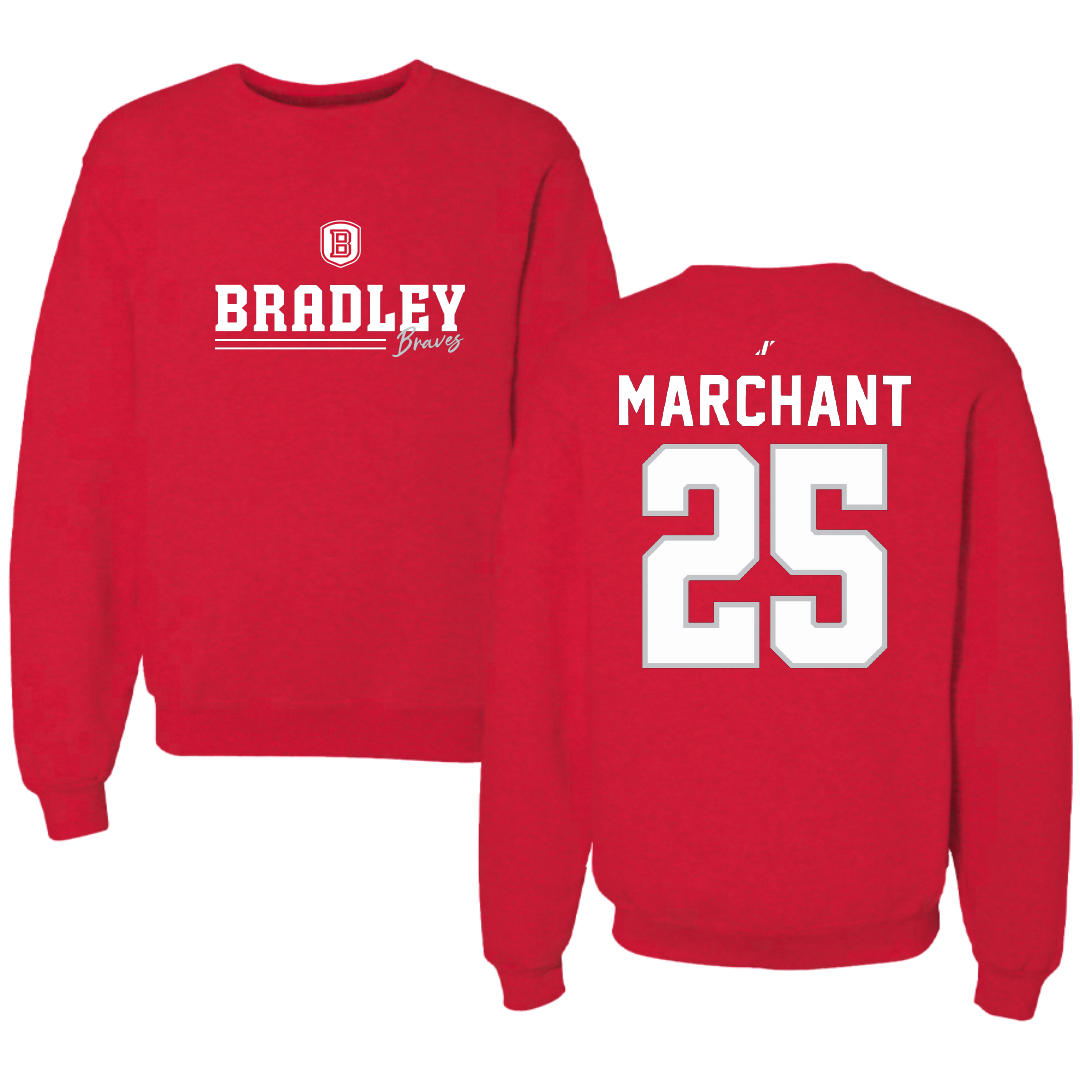 Bradley University Soccer Red General Crewneck - #25 Christopher Marchant