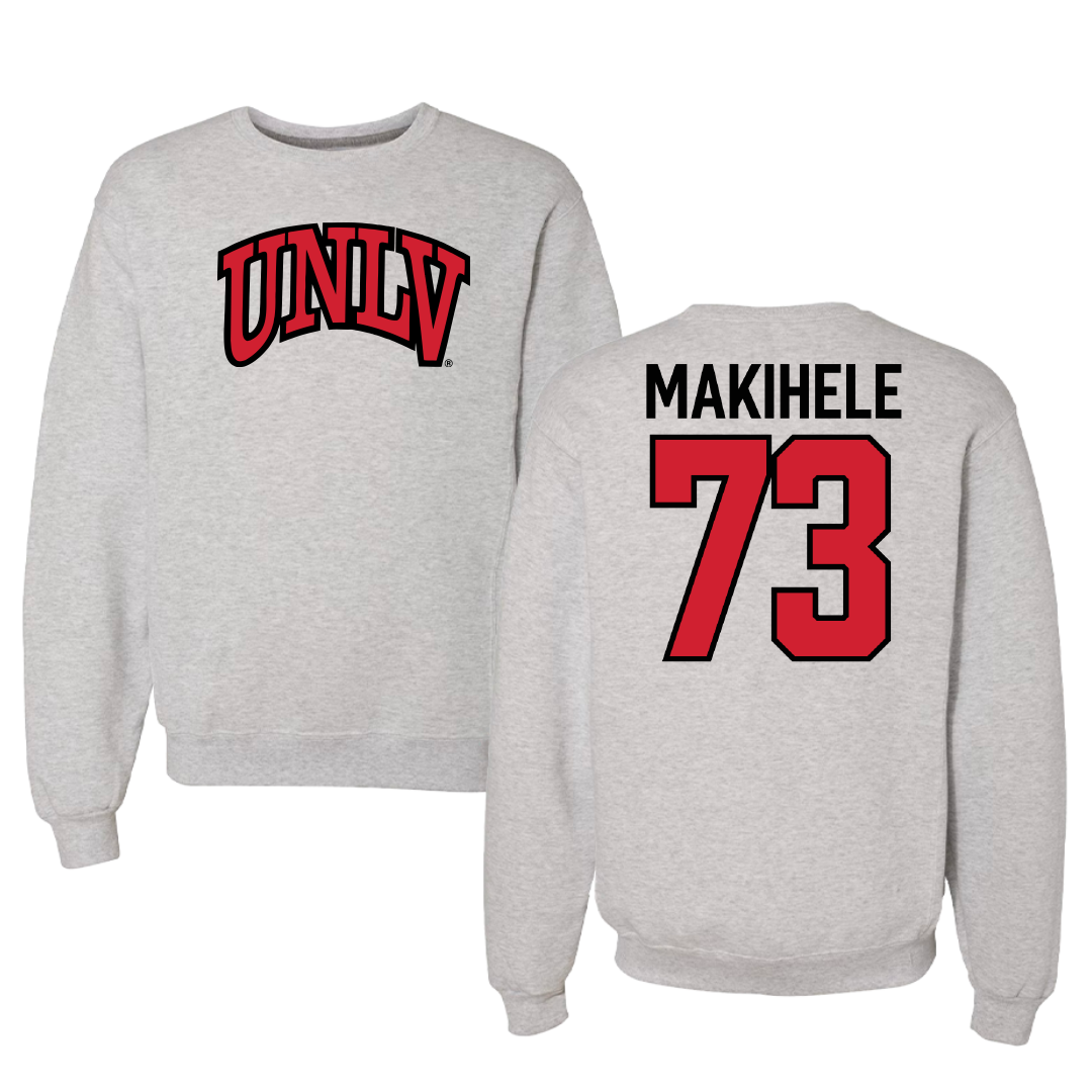 University of Nevada-Las Vegas Football Gray Crewneck - #73 Alani Makihele