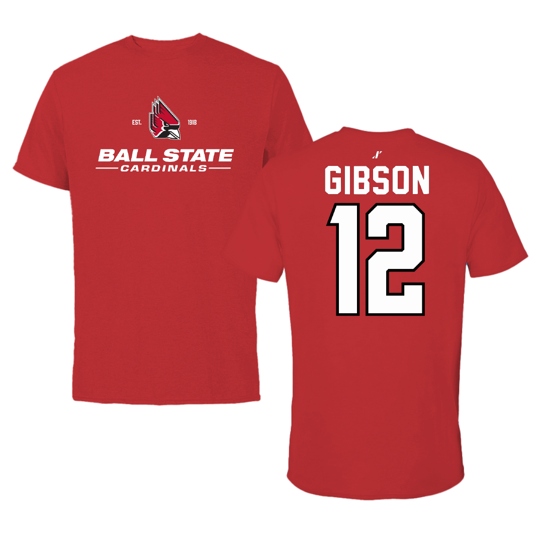 Ball State University Softball Red General Performance Tee - #12 Kaitlyn Gibson