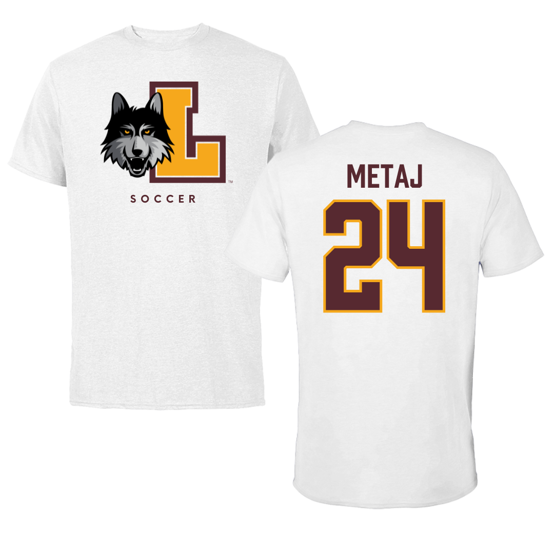 Loyola University-Chicago Soccer White Performance Tee - #24 Ava Metaj