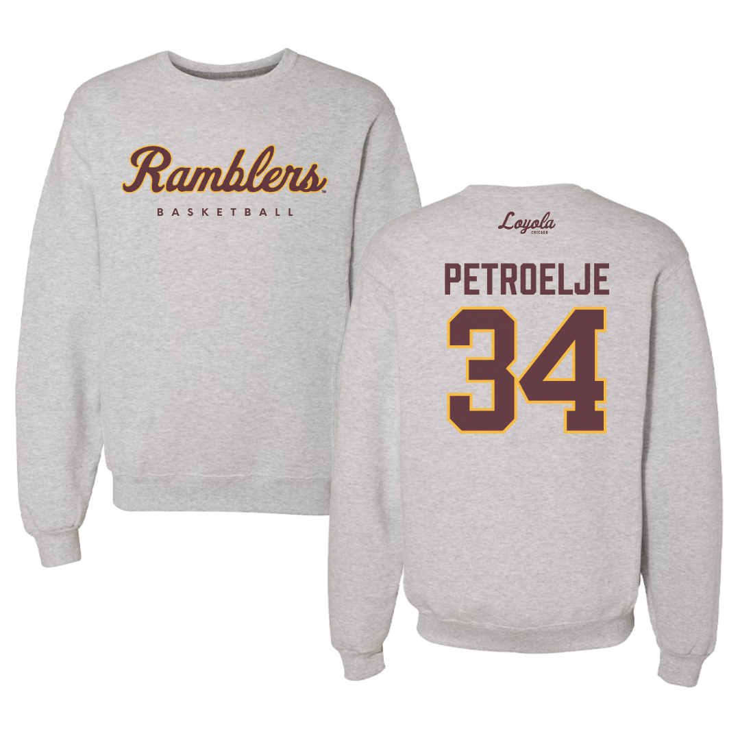 Loyola University-Chicago Basketball Gray Crewneck - #34 Maddie Petroelje