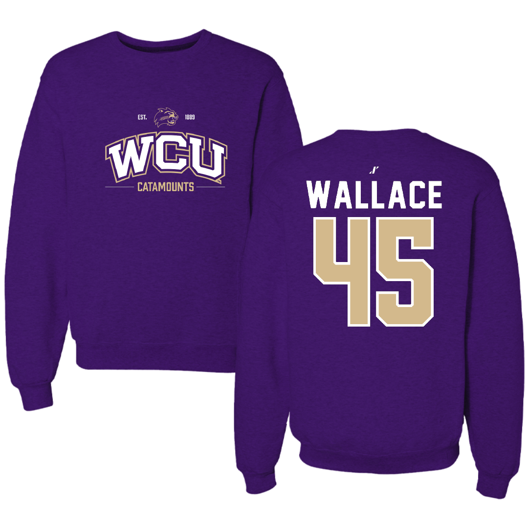 Western Carolina University Football Purple General Crewneck - #45 Justin Wallace
