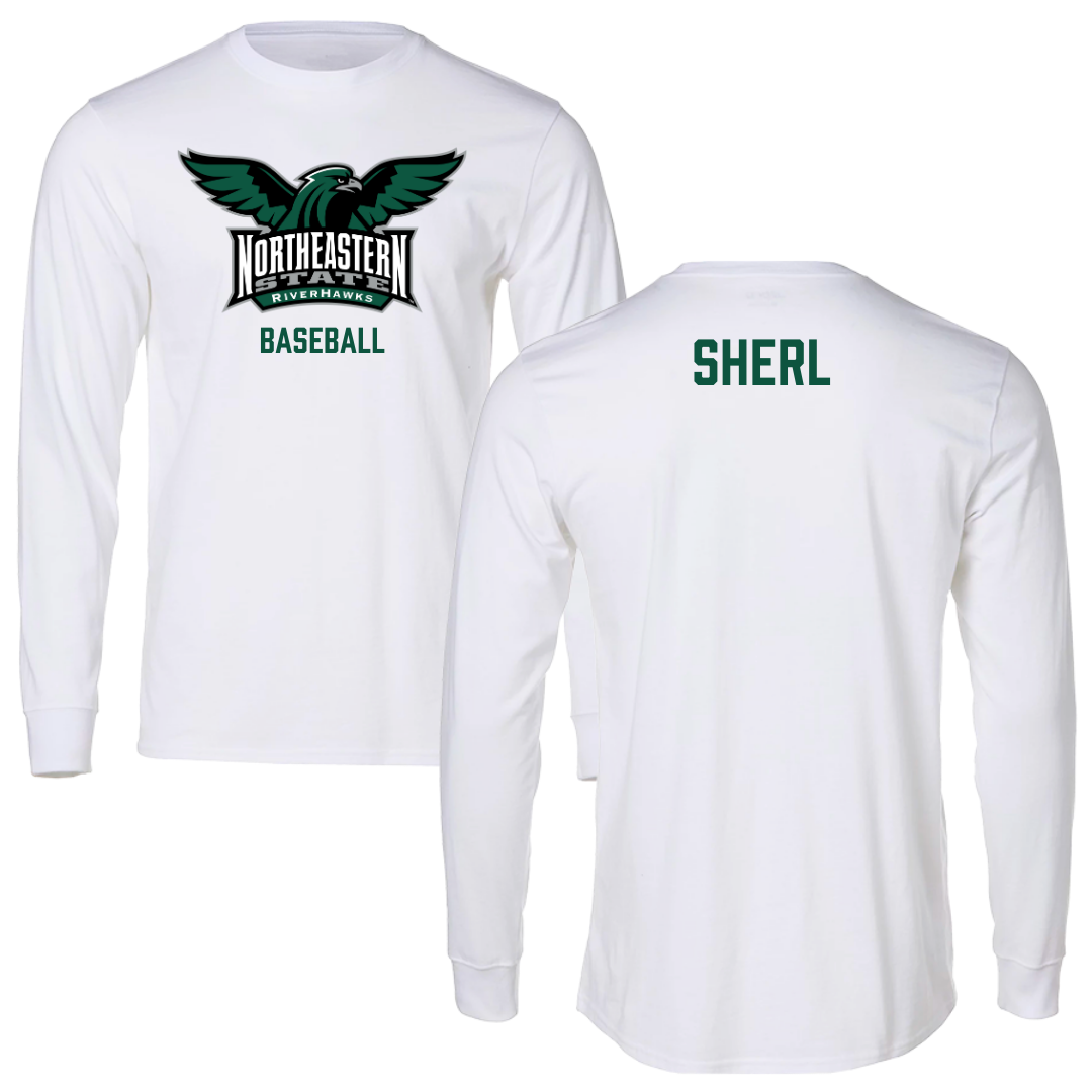 Northeastern State University Baseball White Long Sleeve - Gannon Sherl