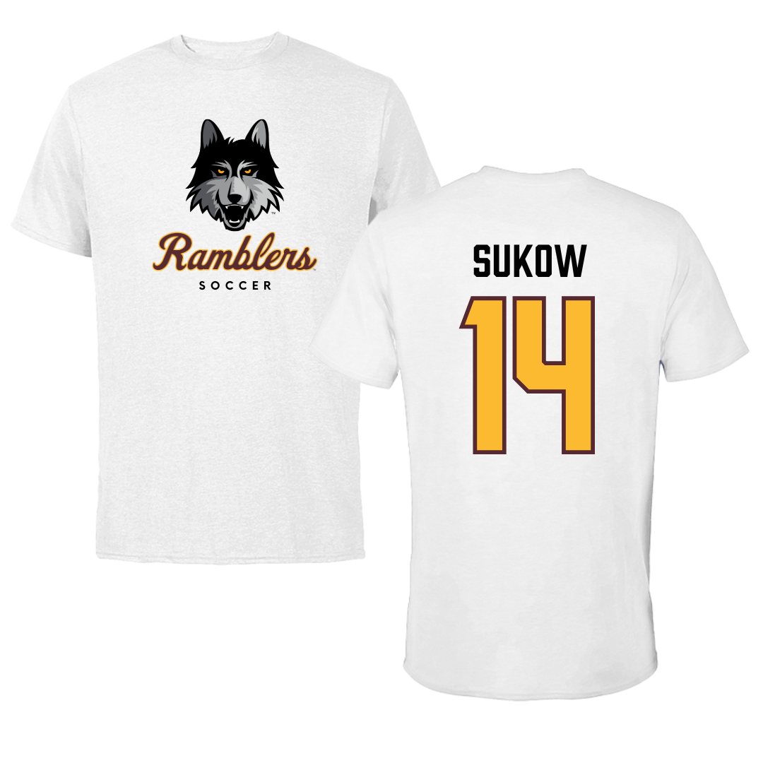 Loyola University-Chicago Soccer White Ramblers Performance Tee - #14 Jason Sukow