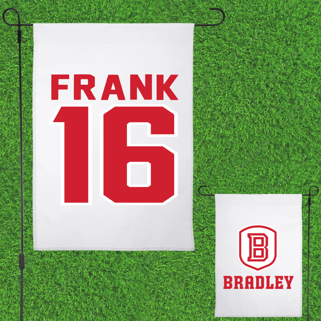 Bradley University Soccer White Garden Flag - #16 Caden Frank
