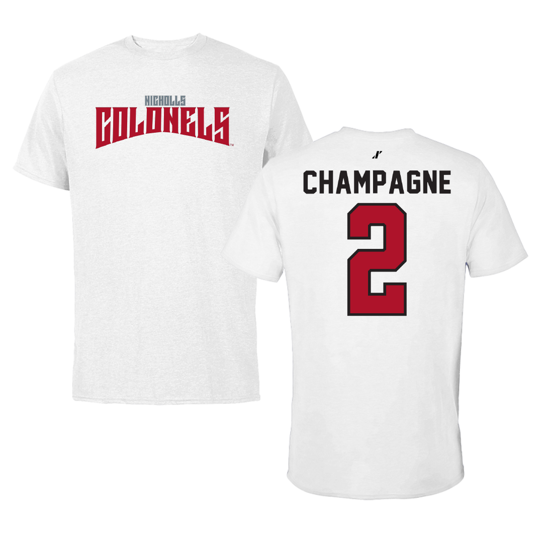 Nicholls State University Softball White Classic Performance Tee - #2 Mckenzie Champagne