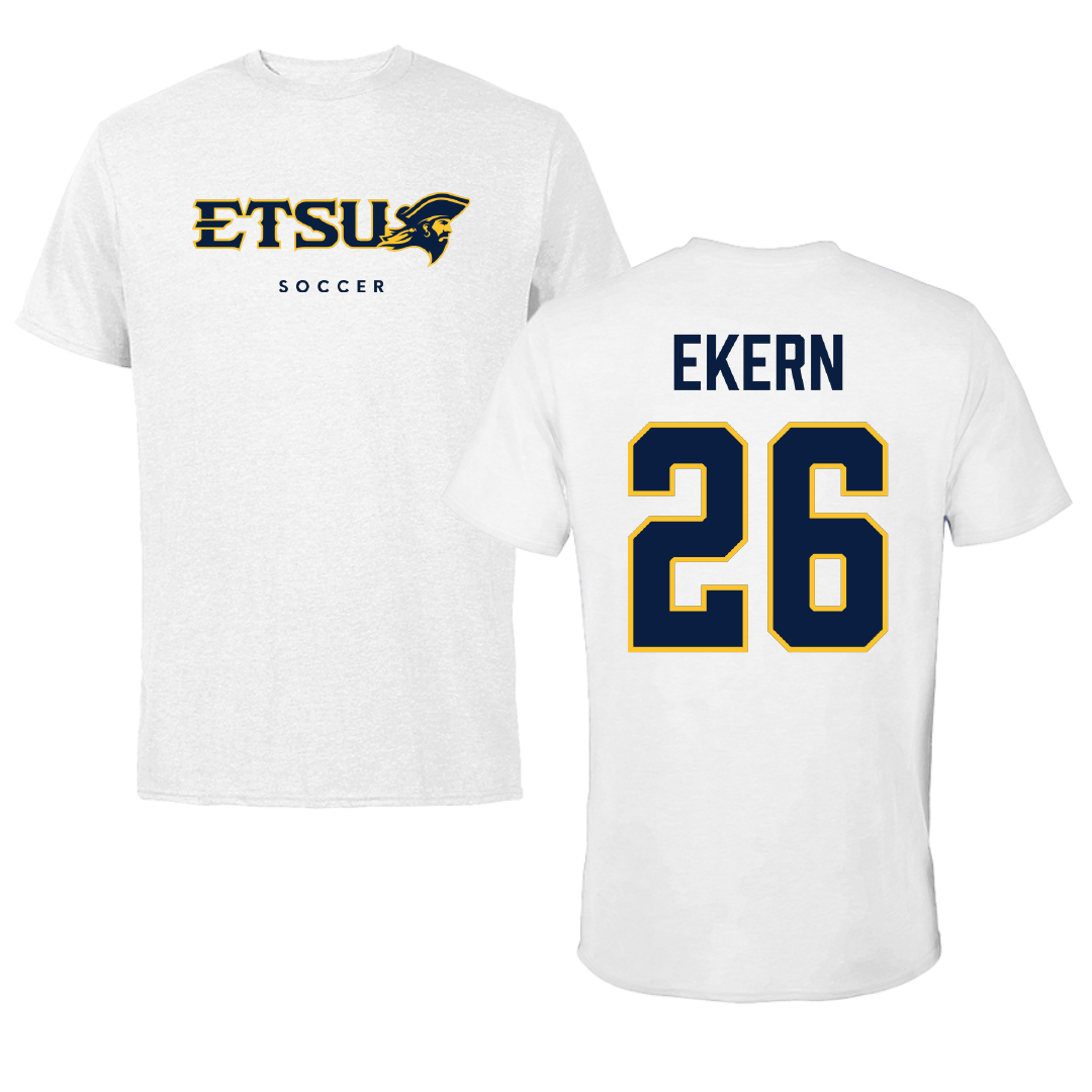 East Tennessee State University Soccer White Performance Tee - #26 Annabelle Ekern
